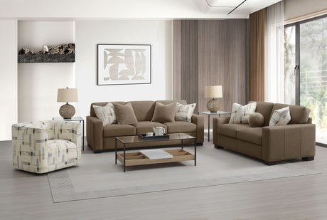 Darya 3Pcs Suede/Fabric Living Room Set (1 Chair, 1 Loveseat, 1 Sofa)