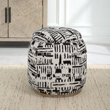 Dialogue Poof Ottoman - Black / White by Uttermost - View 2