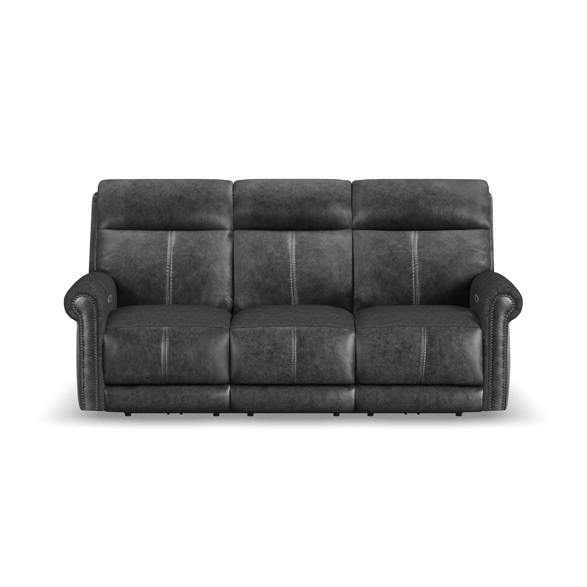 Alexander Power Reclining Sofa With Console, Power Headrest & Lumbar - Weathered Stone Gray | Flexsteel