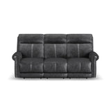 Alexander Power Reclining Sofa With Console, Power Headrest & Lumbar - Weathered Stone Gray | Flexsteel