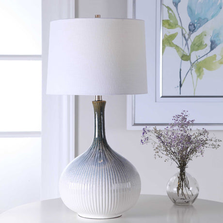 Eichler Mid-Century Table Lamp - White / Blue by Uttermost - View 2