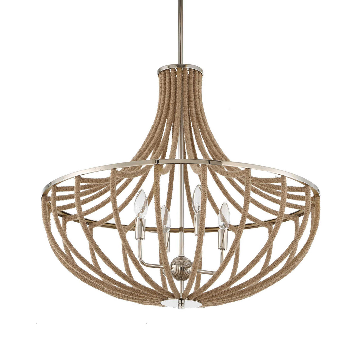 Lovelock 4 Light Rope Empire Chandelier - Light Brown by Uttermost - View 5
