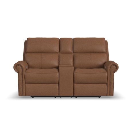 Bernard Power Reclining Loveseat With Console, Power Headrests & Lumbar | Flexsteel