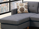 Blue Grey Polyfiber Sectional Sofa Living Room Furniture Reversible Chaise Couch Pillows Tufted Back Modular Sectionals | Home Elegance USA