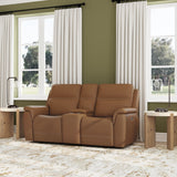 Sawyer Power Reclining Loveseat With Console, Power Headrests, Lumbar - Dark Brown | Flexsteel