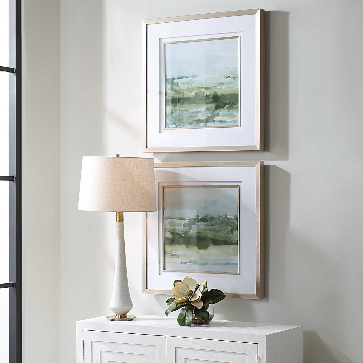 Soft Sage Abstract Landscape Prints (Set of 2) - Gray by Uttermost - View 3