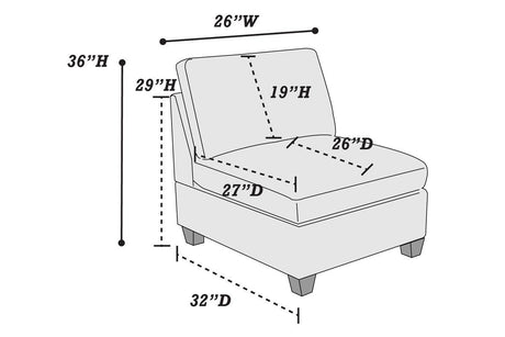Modular Sectional 6pc Set Living Room Furniture L-Sectional Grey Linen Like Fabric 2x Corner Wedge 2x Armless Chairs and 2x Ottomans - sold by Home Elegance USA