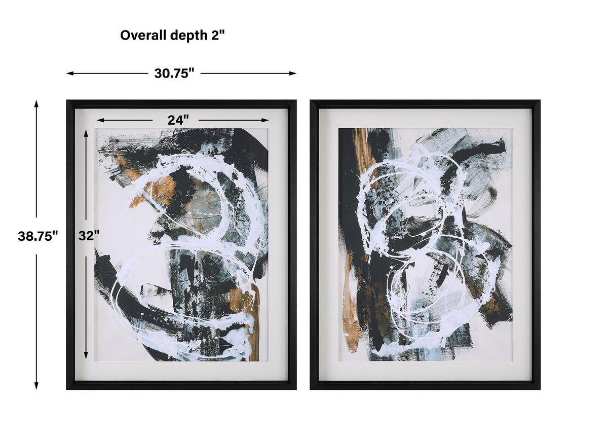 Winterland Abstract Prints (Set of 2) - Black by Uttermost - View 8