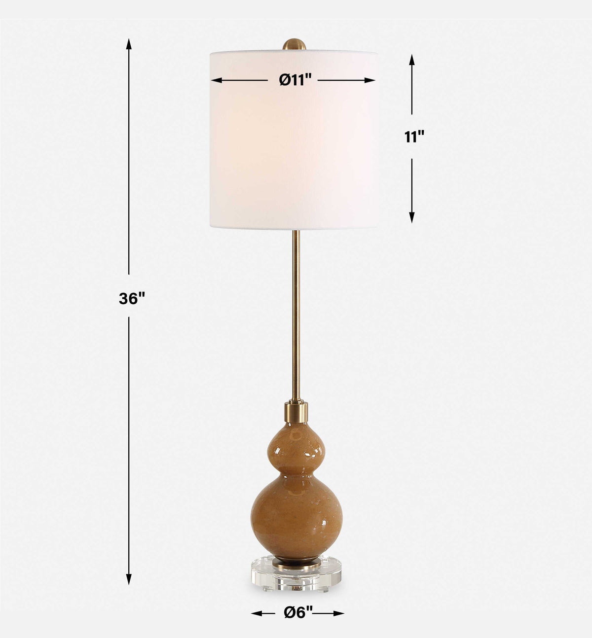 Sienna Glass Buffet Lamp Caramel - Light Brown by Uttermost - View 8