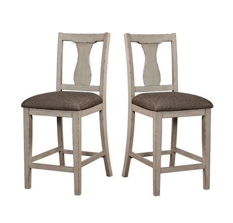 Dining Room Rustic Style Antique White 5pc Dining Set Counter Height Table w Shelf Unique High Chairs Furniture - sold by Home Elegance USA