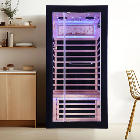 Single-Person Starlight Ceiling Far-Infrared Sauna Room – Hemlock Wood - sold by Home Elegance USA