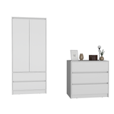 Lewes 2 Piece Bedroom Set, Dresser + Armoire, White - sold by Home Elegance USA