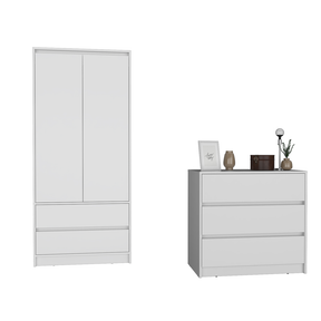 Lewes 2 Piece Bedroom Set, Dresser + Armoire, White - sold by Home Elegance USA
