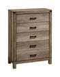 1pc Contemporary Five Drawer Chest Bedroom Solid Wood Wooden Furniture Brown Melamine Finish Rustic Furniture
