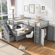 Twin-Twin over Full L-Shaped Bunk Bed With 3 Drawers, Portable Desk and Wardrobe, Gray(OLD SKU:LT100542AAE) - sold by Home Elegance USA