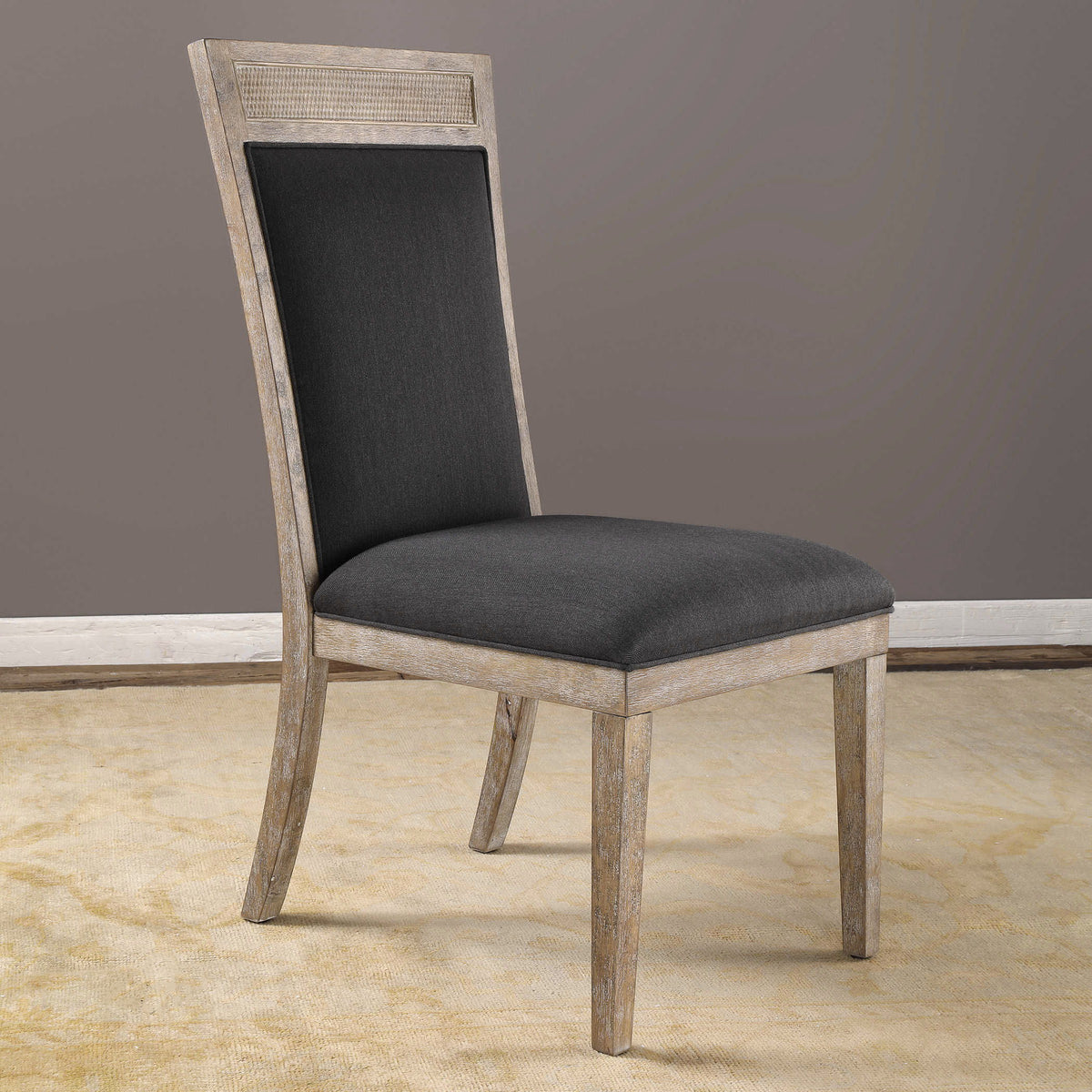 Encore Armless Chair Dark Gray - Black / Light Brown by Uttermost - View 2