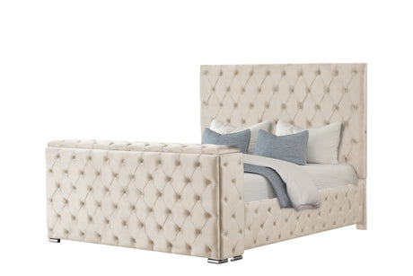 Encore Modern Style Tufted and Upholstered Queen 4PC Bedroom set made with wood in Beige(NJ Inventory) - sold by Home Elegance USA