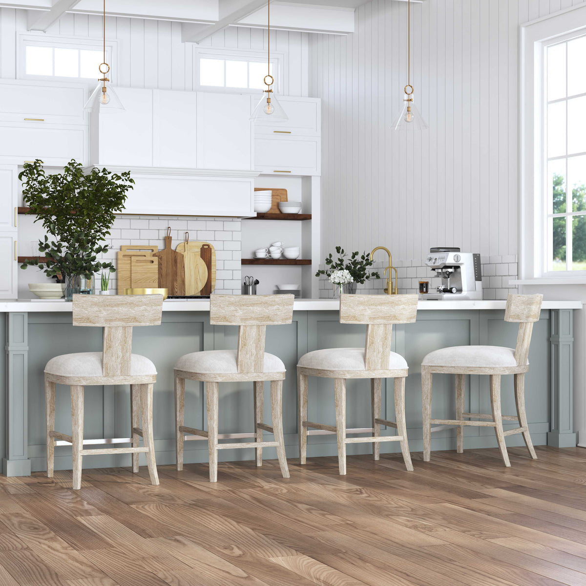 Idris Counter Stool White - Beige by Uttermost - View 2