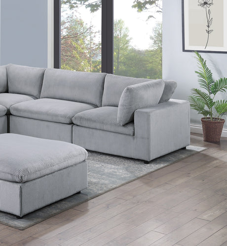 Dark Gray Color 6pc Modular Sectional Set Corduroy Upholstery Couch 3x Corner wedge 2x Armless Chairs 1x Ottoman Living Room Furniture - sold by Home Elegance USA