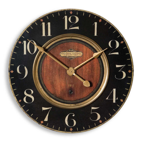 Alexandre 23" Clock - Black / Light Brown by Uttermost - View 1