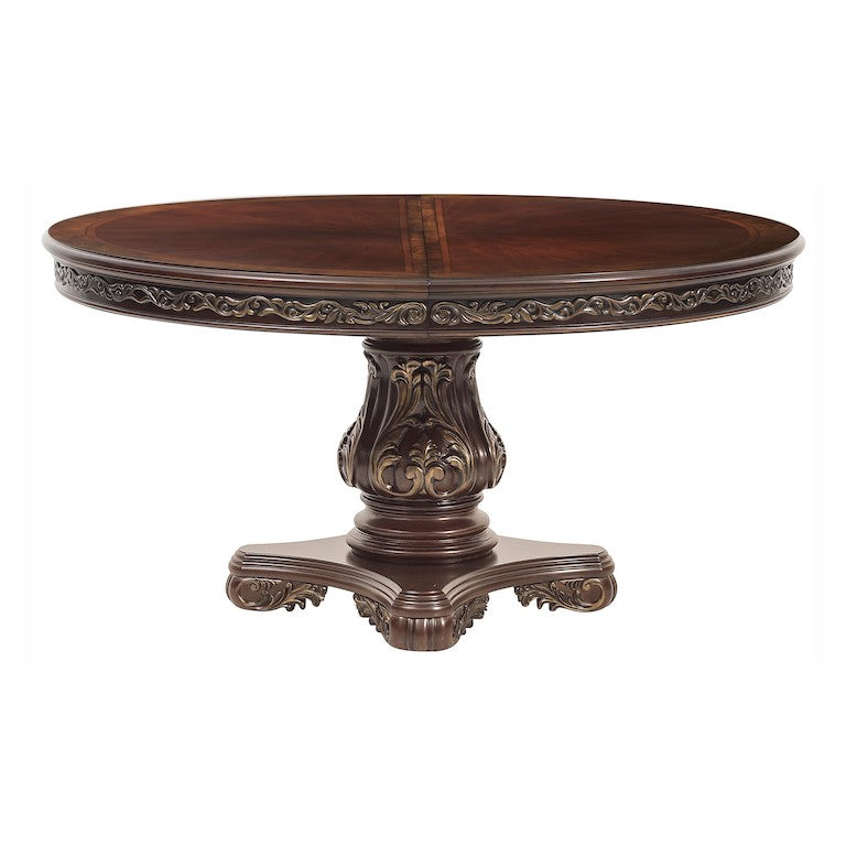 Homelegance Deryn Park Round/Oval Extendable Dining Table Set in Cherry Finish with Gold Tipping – 2243-76 Collection - Home Elegance USA
