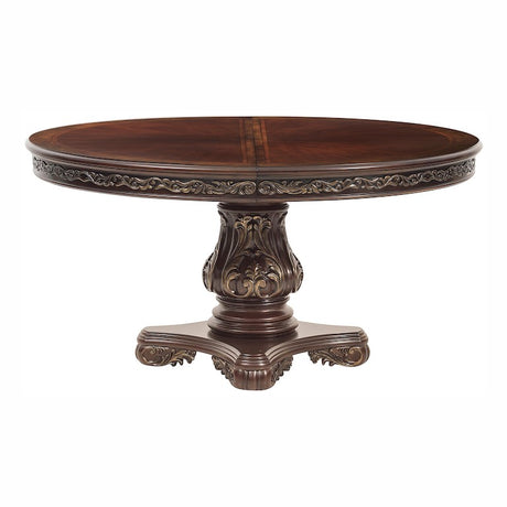 Homelegance Deryn Park Round/Oval Extendable Dining Table Set in Cherry Finish with Gold Tipping – 2243-76 Collection - sold by Home Elegance USA