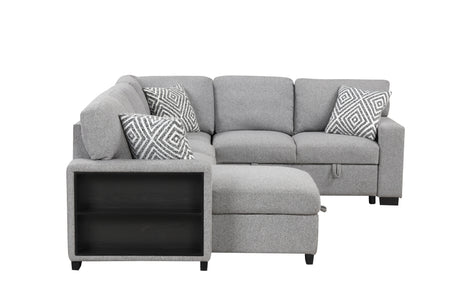 Cairo Modern Style Sectional with pullout sleeper, storage 2 Bookcase and USB made with wood and metal in Gray(G150 -CA Inventory) - sold by Home Elegance USA