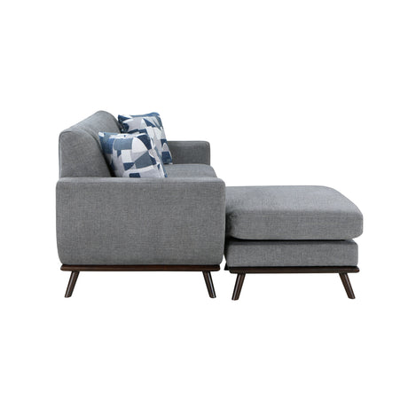Solid Wood Reversible Sofa Chaise Gray Chenille Upholstered Decorative Pillows Mid-Century Modern Living Room Furniture 1pc - sold by Home Elegance USA