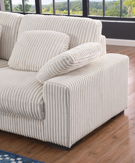 Nadine 155.5'W Beige Corduroy Modular Corner Sectional Sofa with Left-Facing Chaise - sold by Home Elegance USA