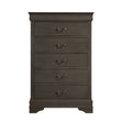 Classic Louis Philippe Style Stained Gray Finish 1pc Chest of 5x Drawers Traditional Design Bedroom Furniture