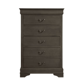 Classic Louis Philippe Style Stained Gray Finish 1pc Chest of 5x Drawers Traditional Design Bedroom Furniture