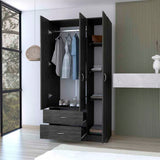 Three Door Armoire Clark, Bedroom, Smokey Oak / White - sold by Home Elegance USA