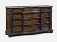 1pc Marble Top 11 Drawers Dresser Intricate Moldings Beautifully Curved Silhouette Antiqued Hardware Coffee Brown Finish Bedroom Solid Wood Furniture