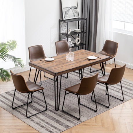 Aryven Industrial 7-Piece Dining Set, Antique Brown - sold by Home Elegance USA
