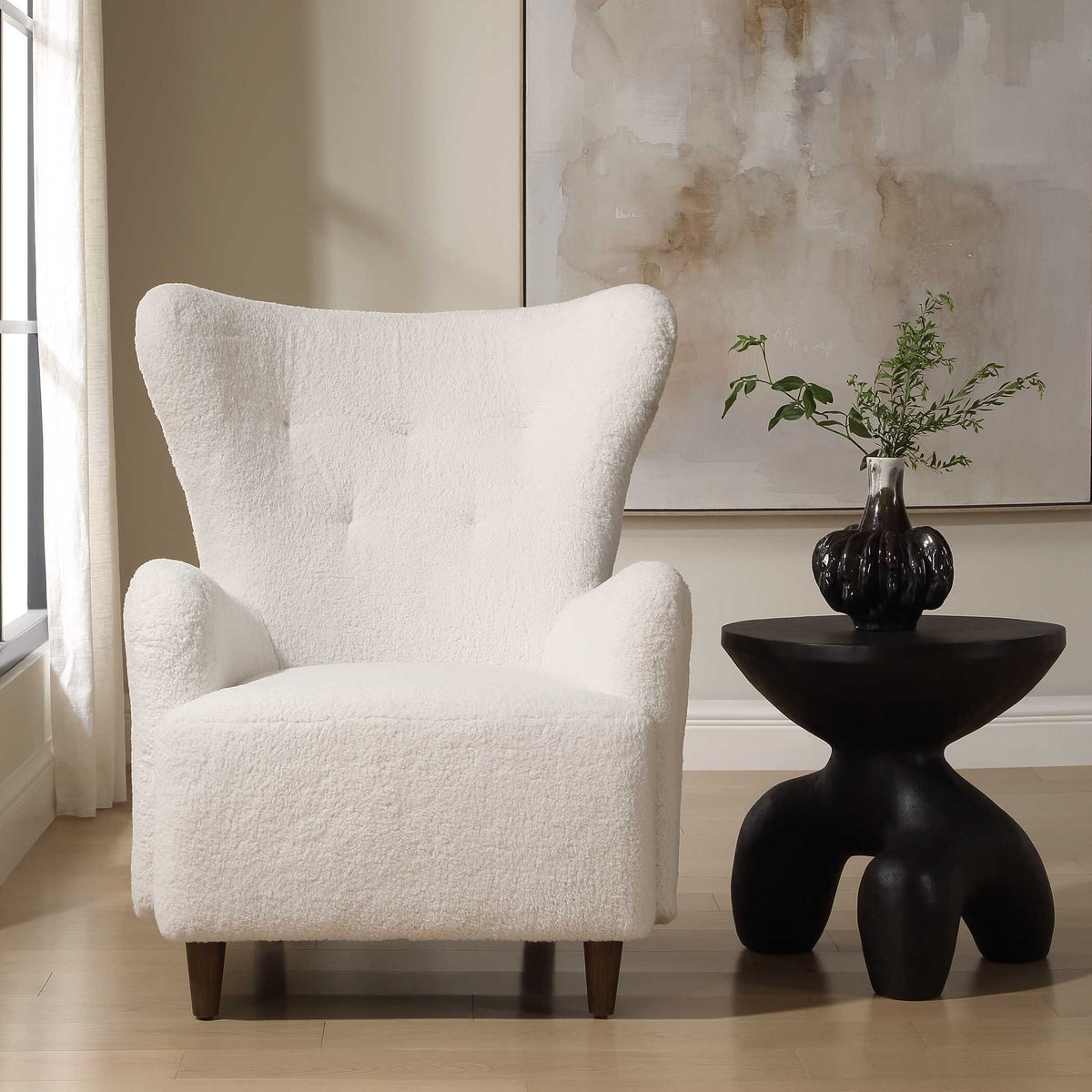 Ingel Wingback Armchair - White by Uttermost - View 2