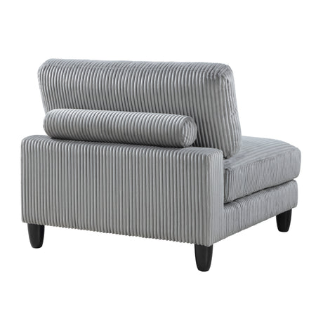 6pc Modular Sectional Set Gray Corduroy Upholstery 3x Armless Chairs 2x Corner Seats 1x Ottoman Pillows Living Room Furniture - sold by Home Elegance USA