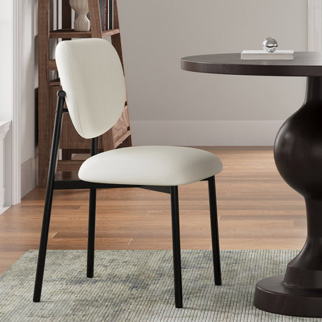 3- Piece Dining Set,Upholstered Dining Chairs With Metal Legs (Set of 2) (Beige+Black) + Round Dining Table - sold by Home Elegance USA