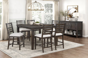 Classic 7pc Counter Height Dining Dark Espresso Finish Extendable Table and Chairs Set Upholstered Seat Wooden Dining Furniture - sold by Home Elegance USA