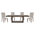 Contemporary Design Brown Finish Dining Set 5pc Extendable Table and 4 Side Chairs Upholstered Wooden Furniture