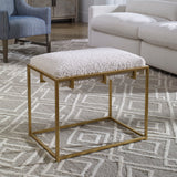 Paradox Small Shearling Bench Gold & White - White / Gold by Uttermost - View 2
