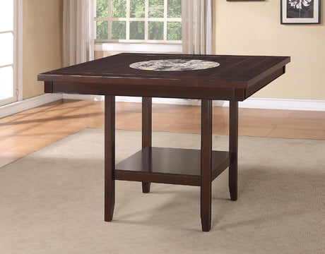 1pc Contemporary Transitional Counter Height Dining Table with 20-Inch Lazy Susan Rich Dark Brown Finish Wooden Wood Veneers Solid Wood Dining Room Furniture