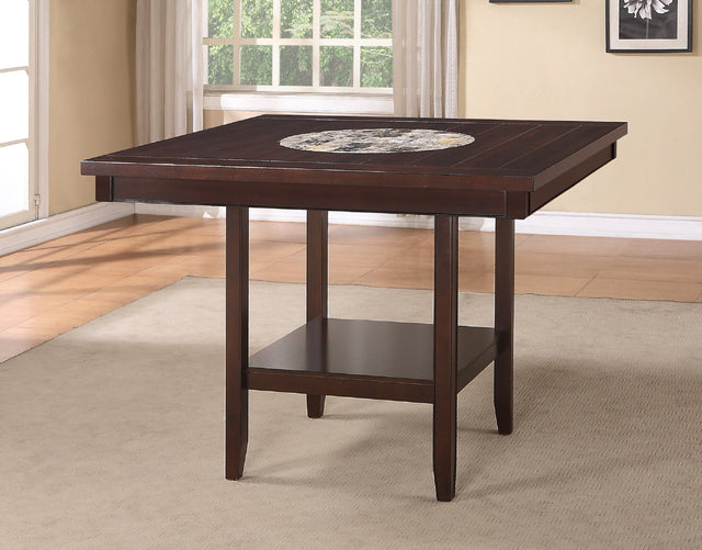 1pc Contemporary Transitional Counter Height Dining Table with 20-Inch Lazy Susan Rich Dark Brown Finish Wooden Wood Veneers Solid Wood Dining Room Furniture