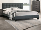Modern 1pc California king Size Bed Charcoal Polyfiber Tufted Headboard Platform Bedframe Bedroom Furniture