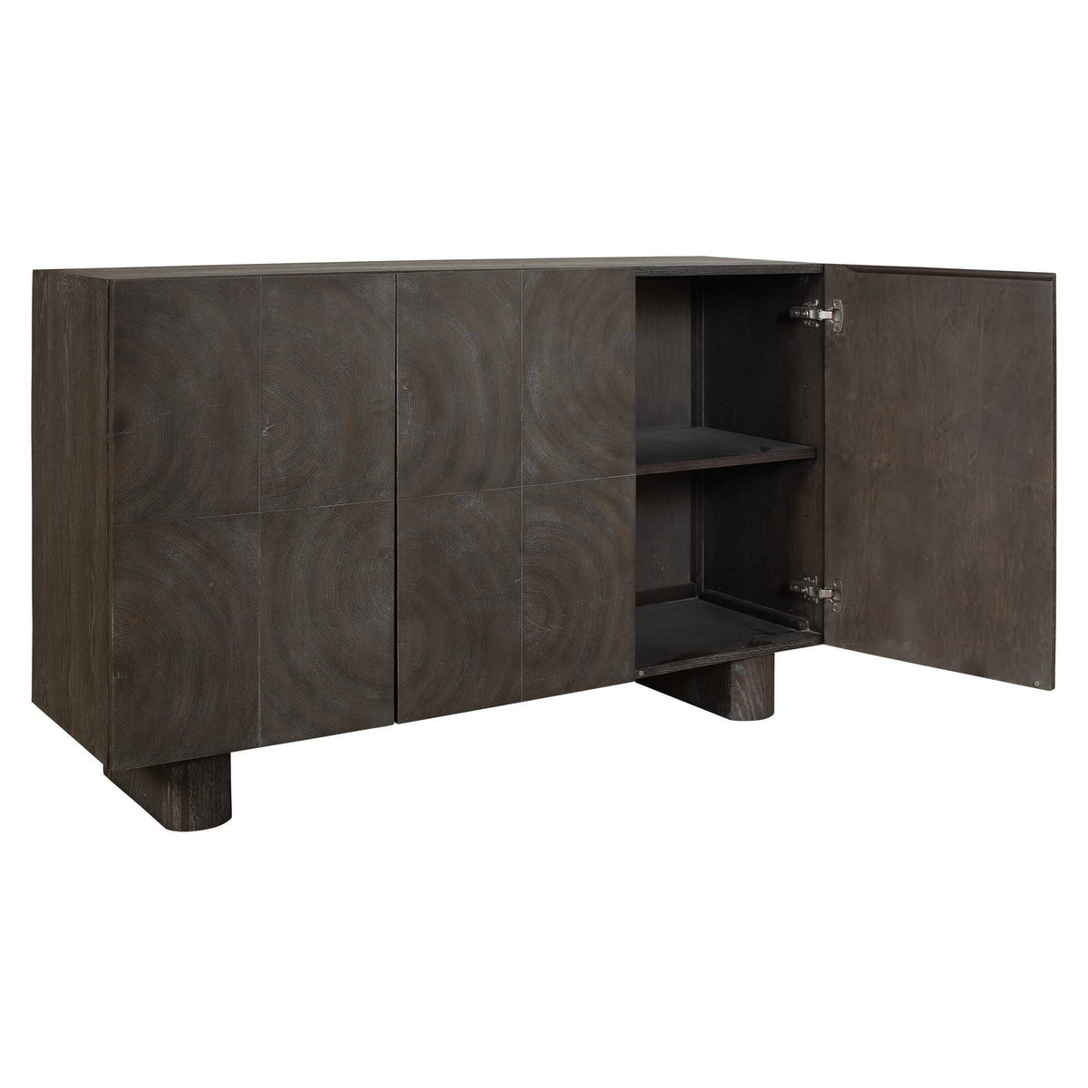 Phineas 3 Door Modern Cabinet Woodtone - Dark Brown by Uttermost - View 6