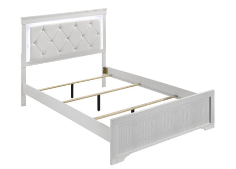 Blaze Upholstered Modern Style 4 Pc Queen Bedroom Set with LED Headboard Made with Wood in White(CA WAREHOUSE) - sold by Home Elegance USA