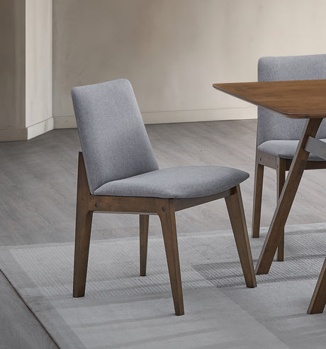 Casual Dining Furniture Set 7pc Walnut Finish Dining Table and Upholstered Chairs Wooden Kitchen Set - sold by Home Elegance USA