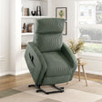 Contemporary Power Lift Chair Recliner 1pc Green Plush Corduroy Upholstery Comfort Side Pocket Plywood Living Room Furniture