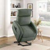Contemporary Power Lift Chair Recliner 1pc Green Plush Corduroy Upholstery Comfort Side Pocket Plywood Living Room Furniture