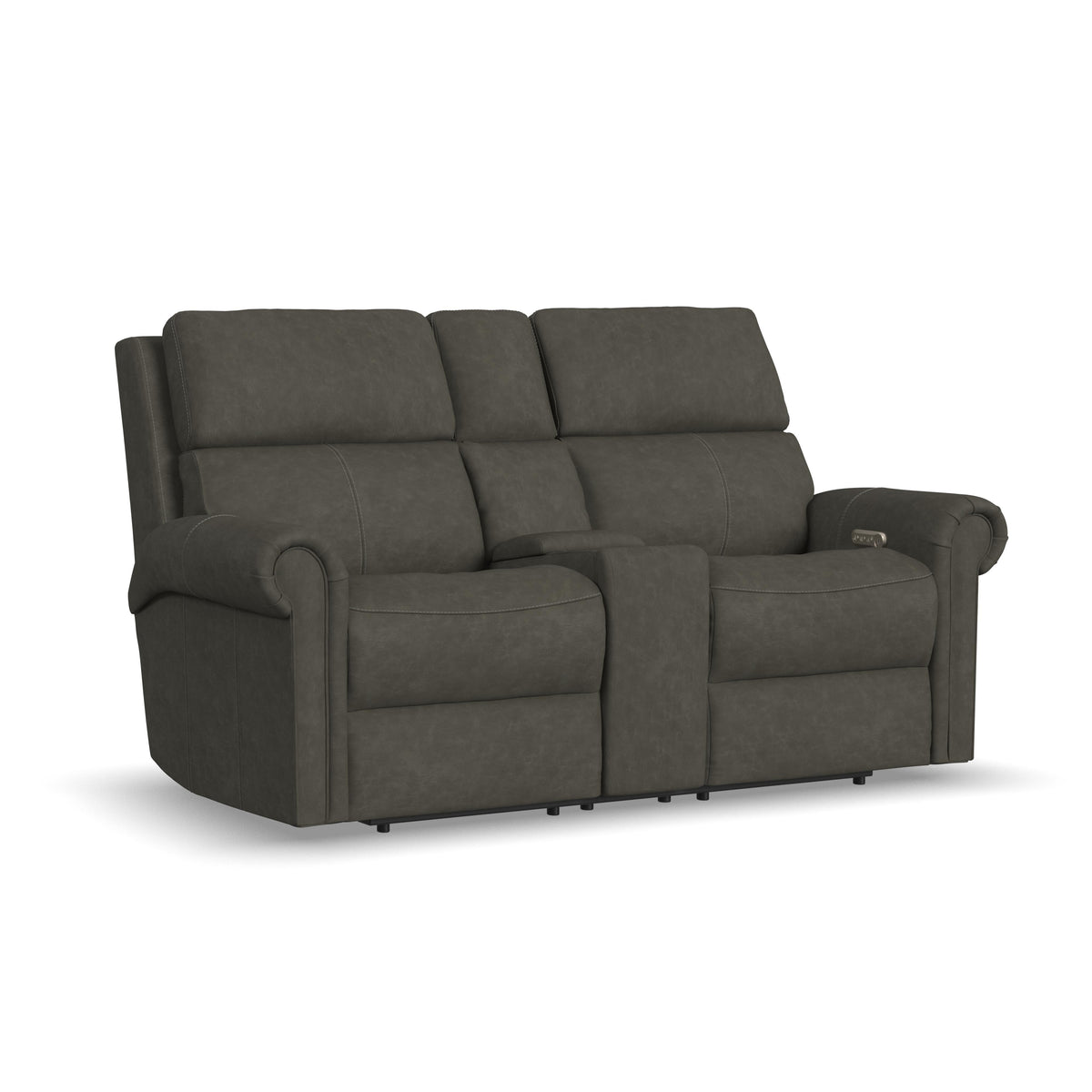Bernard Power Leather Reclining Loveseat With Console, Power Headrests & Lumbar | Flexsteel