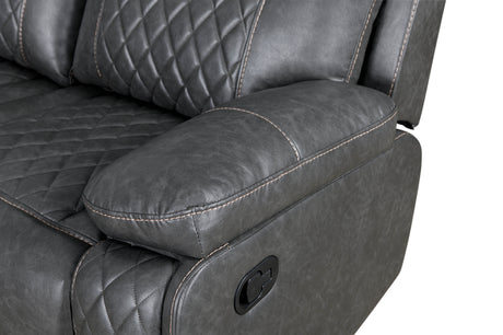 Home Theater Seating Manual Recliner with Cup Holder, Hide-Away Storage PU Reclining Sofa for Living Room, Home Theater, Gray - sold by Home Elegance USA